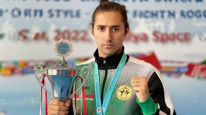 Борислав Радулов на Европейско първенство през 2022г. в Анталия-Турция, където става Европейски шампион при мъже, категория 57 кг. в стил пойнт файтинг